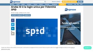 
                            11. Aruba ID è la login unica per l'Identità SPID - ITespresso.it