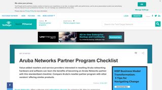 
                            8. Aruba Networks Partner Program Checklist - SearchITChannel