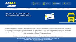 
                            8. AS 24 fuel card - All AS 24 refuelling offers accessible with the fuel card