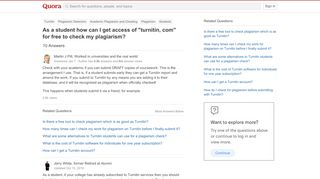 
                            4. As a student how can I get access of 'turnitin, com' for free to ...