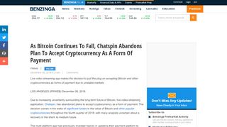 
                            7. As Bitcoin Continues To Fall, Chatspin Abandons Plan To Accept ...