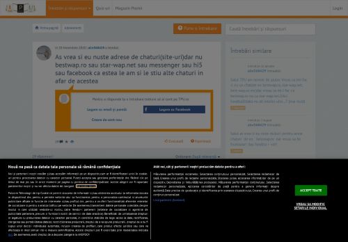 
                            3. As vrea si eu nuste adrese de chaturi(site-uri)dar nu bestwap.ro ...