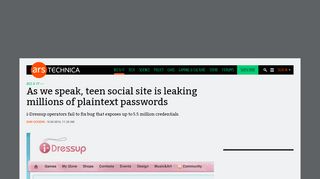 
                            8. As we speak, teen social site is leaking millions of plaintext passwords ...