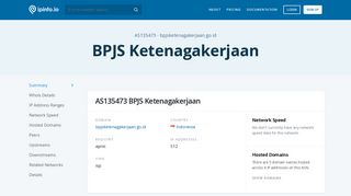 
                            11. AS135473 BPJS Ketenagakerjaan - IPinfo IP Address Geolocation API