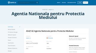 
                            12. AS42142 Agentia Nationala pentru Protectia Mediului - IPinfo IP ...