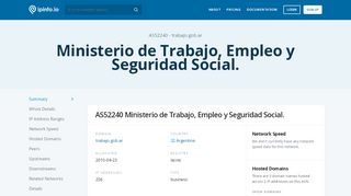 
                            10. AS52240 Ministerio de Trabajo, Empleo y Seguridad Social. - IPinfo IP ...