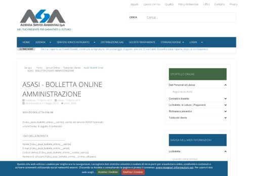 
                            10. ASASI - BOLLETTA ONLINE AMMINISTRAZIONE - A.S.A. S.p.a. ...