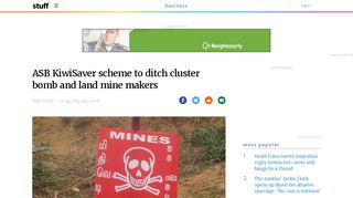 
                            10. ASB KiwiSaver scheme to ditch cluster bomb and land mine makers ...