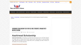 
                            8. Ashirwad Scholarship 2019 For SC/OBC Students, Punjab Post-Matric ...