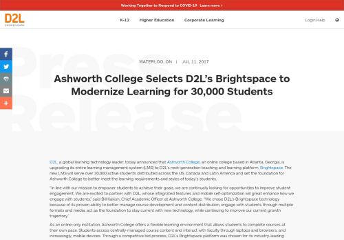 
                            6. Ashworth College Selects D2L's Brightspace to Modernize Learning ...