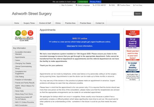 
                            7. Ashworth Street Surgery - Appointments