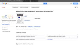 
                            12. Asia-Pacific Telecom Monthly Newsletter December 2009