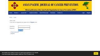 
                            8. Asian Pacific Journal of Cancer Prevention - Login