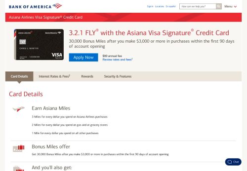 
                            13. Asiana Visa Signature® Credit Card - Bank of America