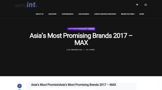 
                            8. Asia's Most Promising Brands 2017 - MAX FASHION RETAIL INDIA