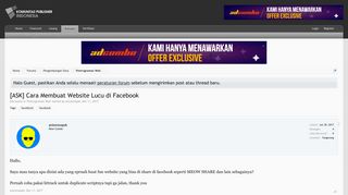 
                            8. [ASK] Cara Membuat Website Lucu di Facebook | Indonesia Internet ...