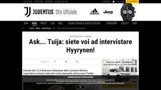 
                            13. Ask... Tuija: siete voi ad intervistare Hyyrynen! - Juventus.com