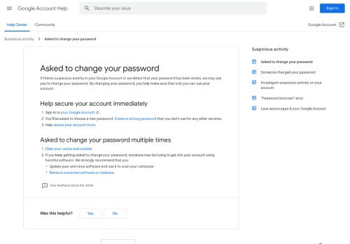 
                            2. Asked to change your password - Google Account Help