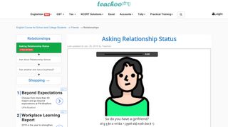 
                            12. Asking Relationship Status - Relationships - Teachoo