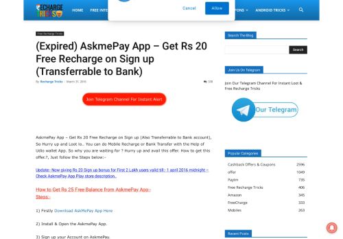 
                            3. AskmePay App - Get Rs 25 Free Recharge or (Bank) on Sign up