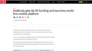 
                            4. AskNicely gets $6.7M funding and launches world-first mobile ...