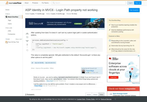 
                            9. ASP Identity in MVC6 - Login Path property not working - Stack ...