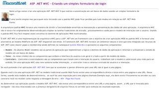
                            10. ASP .NET MVC - Criando um simples formulário de login - Macoratti