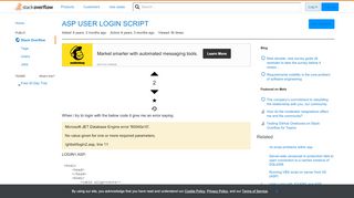 
                            2. ASP USER LOGIN SCRIPT - Stack Overflow