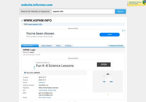 
                            8. aspam.info at WI. ASPAM | Login - Website Informer