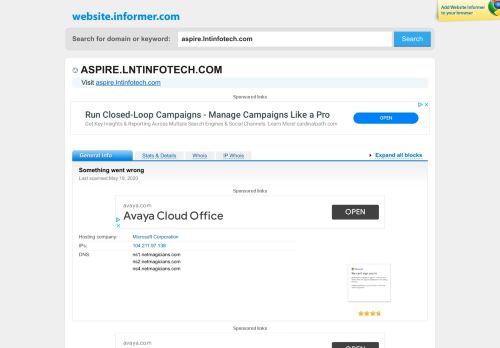 
                            11. aspire.lntinfotech.com at WI. Something went wrong - Website Informer
