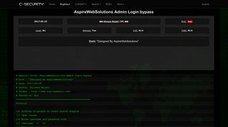 
                            10. AspireWebSolutions Admin Login bypass - CXSecurity.com