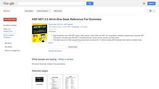 
                            8. ASP.NET 2.0 All-In-One Desk Reference For Dummies  - Google بکس کا نتیجہ