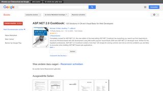 
                            8. ASP.NET 2.0 Cookbook: 125 Solutions in C# and Visual Basic for Web ... - Google Books-Ergebnisseite