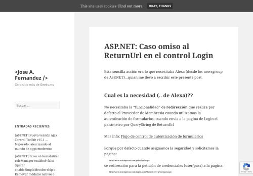 
                            8. ASP.NET: Caso omiso al ReturnUrl en el control Login – <Jose A ...