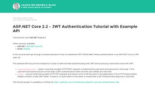 
                            2. ASP.NET Core 2.2 - JWT Authentication Tutorial with Example API ...