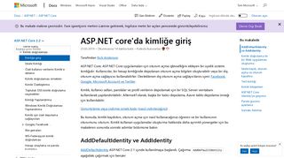 
                            3. ASP.NET core'da kimliğe giriş | Microsoft Docs