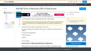 
                            10. ASP.NET Error in Maximizer CRM 12 Web Access - Stack Overflow