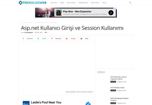 
                            5. Asp.net Kullanıcı Girişi ve Session Kullanımı (Veritabanı Kullanan Örnek)