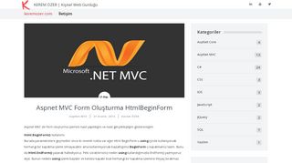 
                            13. Aspnet MVC Form Oluşturma HtmlBeginForm | Kerem ÖZER