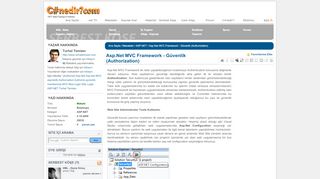 
                            9. Asp.Net MVC Framework - Güvenlik (Authorization) - CSharpNedir