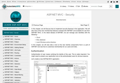 
                            5. ASP.NET MVC Security - Tutorialspoint