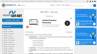 
                            9. ASP.NET - Security - Tutorialspoint