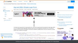 
                            10. Asp.net (SQL) Simple Login Form - Stack Overflow