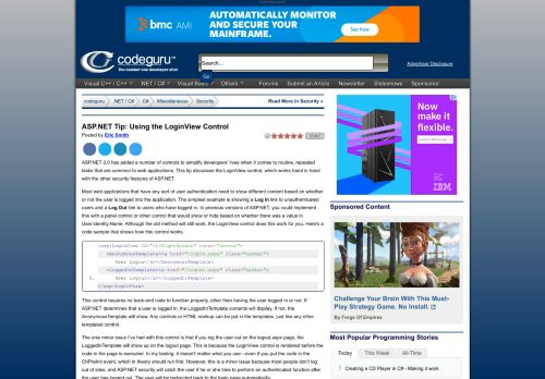 
                            3. ASP.NET Tip: Using the LoginView Control - CodeGuru