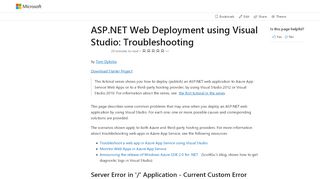 
                            11. ASP.NET Web Deployment using Visual Studio: Troubleshooting ...