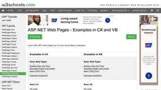 
                            13. ASP.NET Web Examples in C# and VB - W3Schools