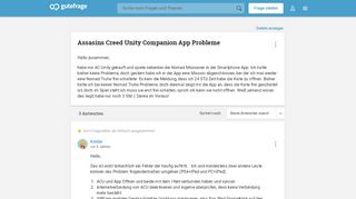 
                            4. Assasins Creed Unity Companion App Probleme (Assassins Creed ...