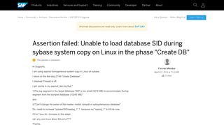
                            8. Assertion failed: Unable to load database SID during sybase system ...