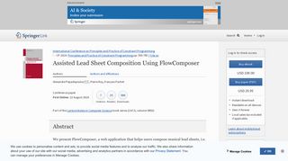 
                            5. Assisted Lead Sheet Composition Using FlowComposer | SpringerLink