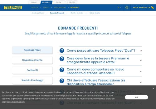 
                            3. Assistenza clienti business: FAQ - Telepass